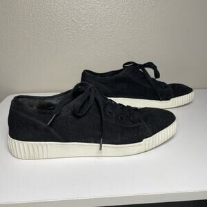 VINCE WYETH LACE UP SNEAKER BLACK CANVAS WOMEN’S 10 M $195 Shoes